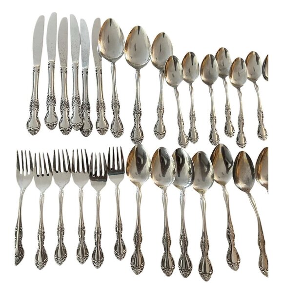 45Pc Reed & Barton Rebacraft Korea CANDACE ANDREA Stainless Flatware Kitchen - Picture 3 of 7